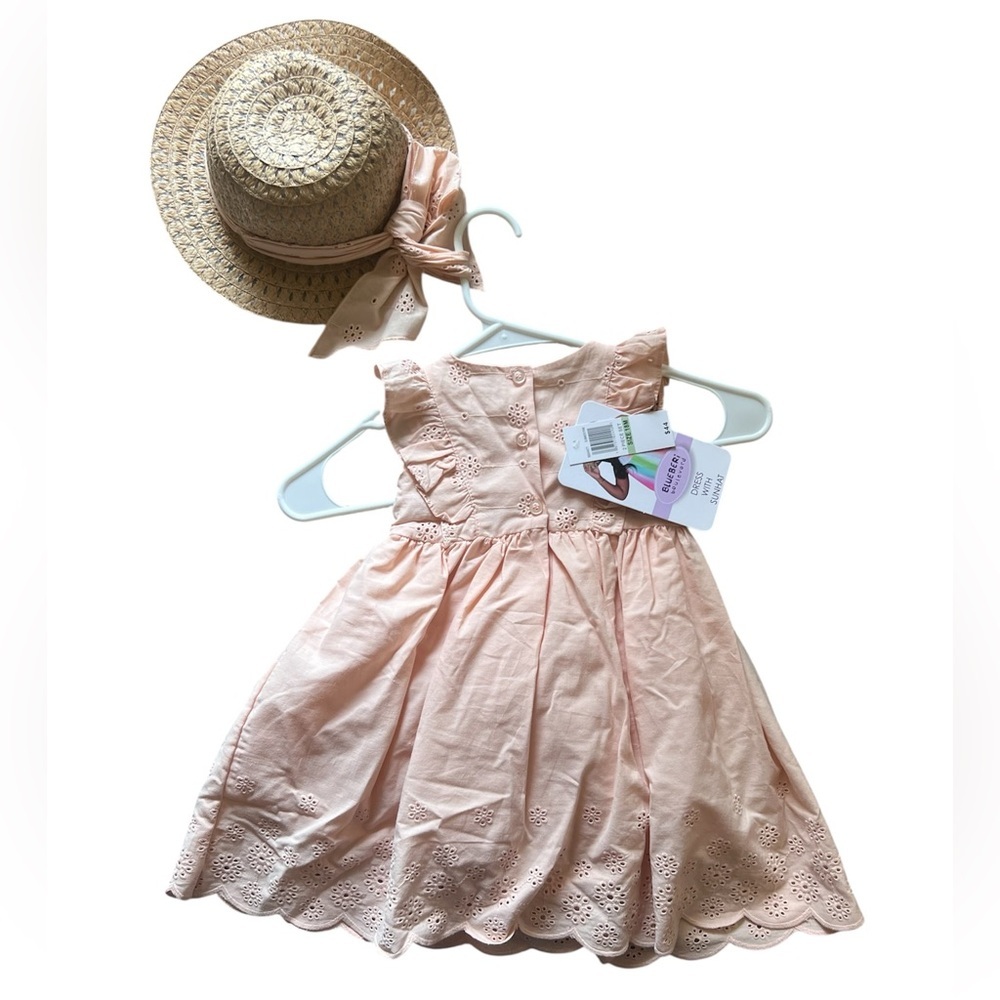 Blueberi Boulevard Pink Ruffle Dress With Hat | 18M NWT - Picture 2 of 4